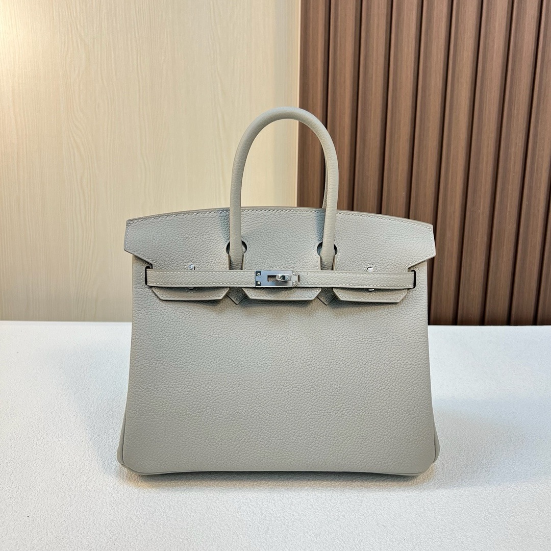 BK 25cm Togo皮 原厂徳国小牛皮 CK80珍珠灰 银扣 全手工蜡线缝 Phw