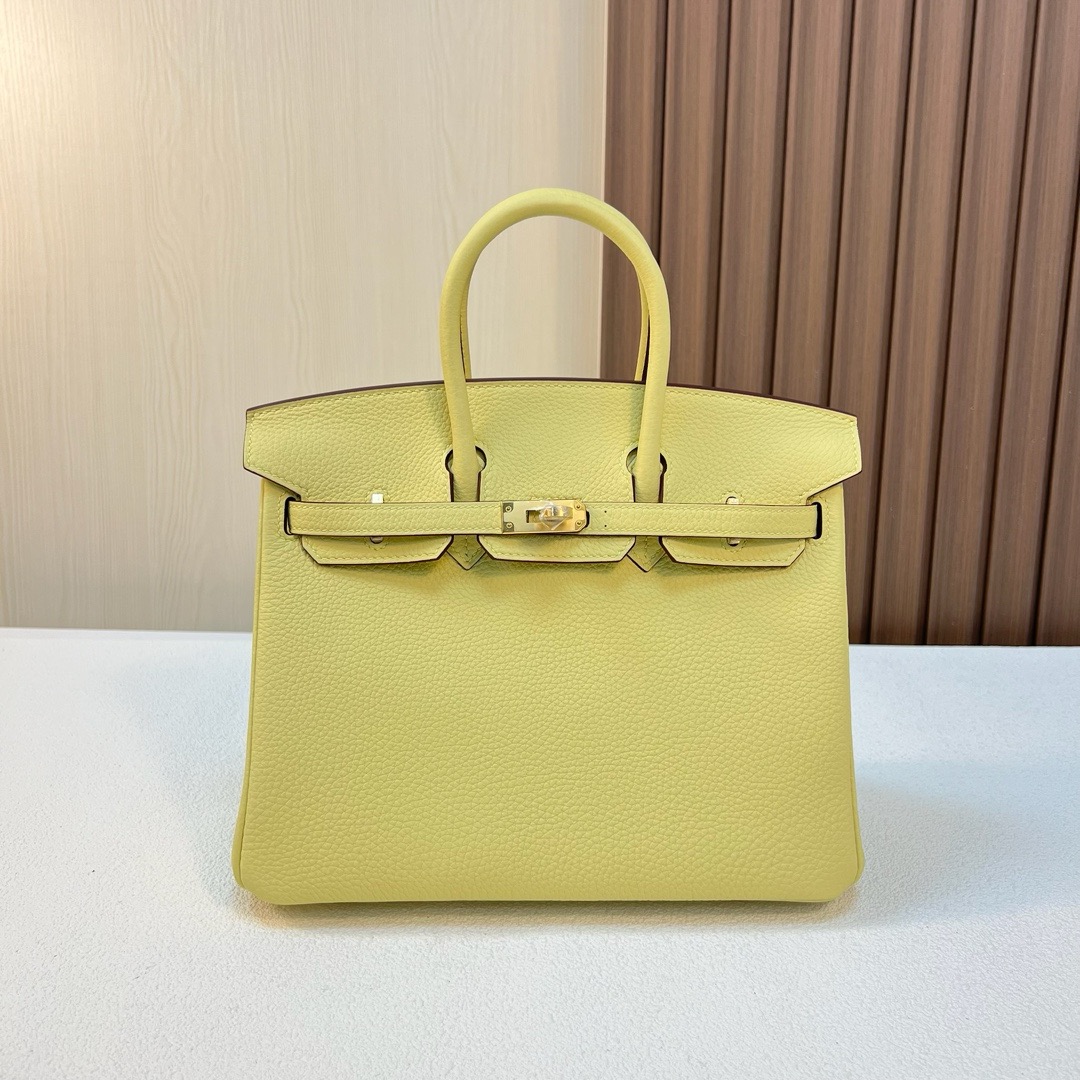 BK 25cm Togo 皮 原厂小牛皮 1Z jaune poussin 小鸡黄 金扣 全手工蜡线缝 Ghw