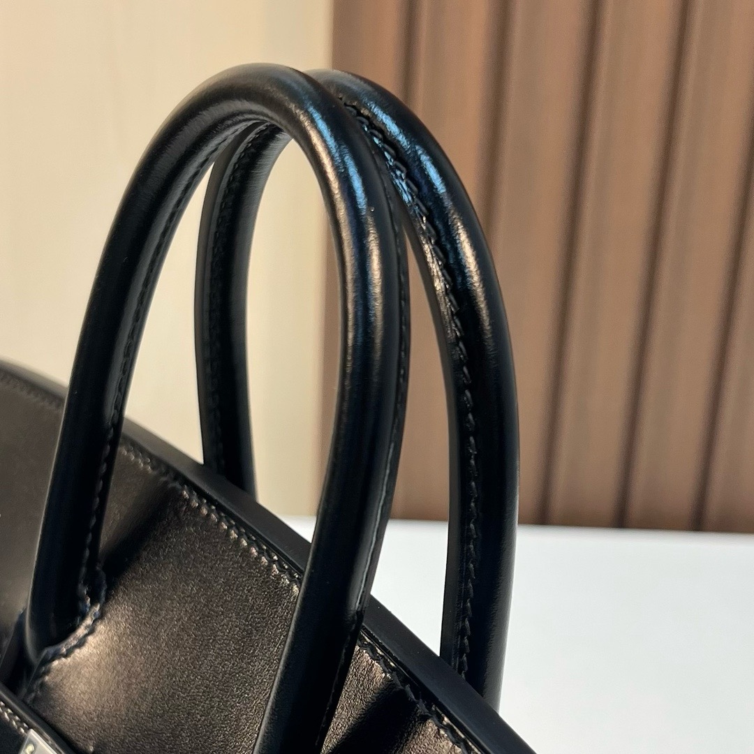HM BK 25cm Sellier Box CK89 Noir 黑色 银扣 原装五金 全手工蜡线缝 Phw