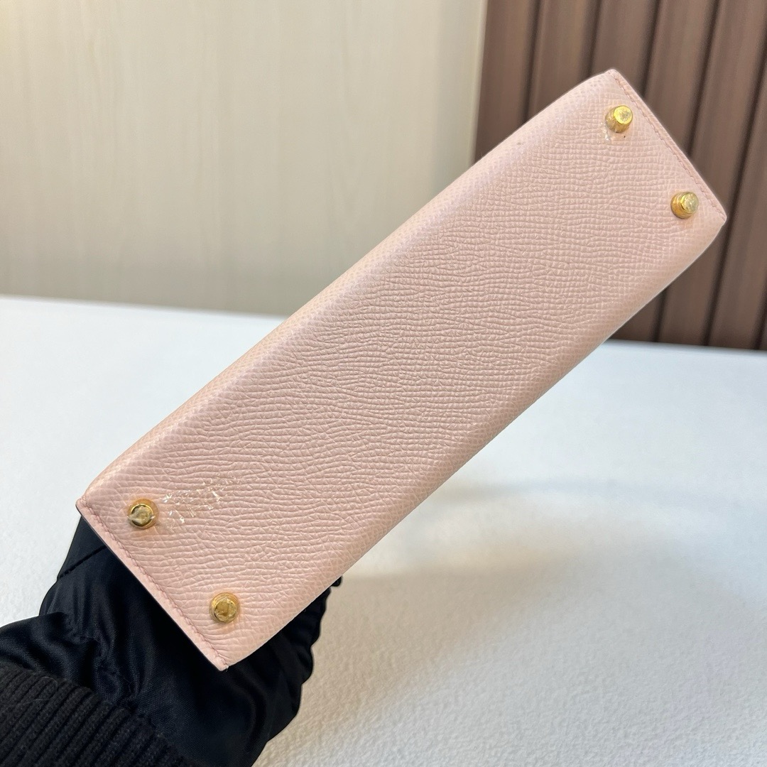 现 KL Mini 19cm Epsom P1 Rose Eglantine 蔷薇粉 金扣 全手工蜡线缝 Ghw