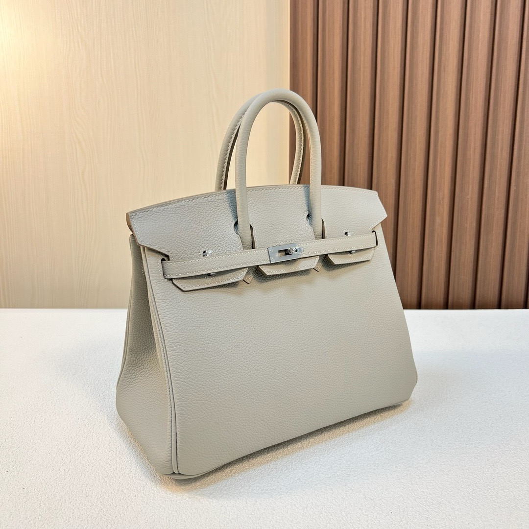 BK 25cm Togo皮 原厂徳国小牛皮 CK80珍珠灰 银扣 全手工蜡线缝 Phw