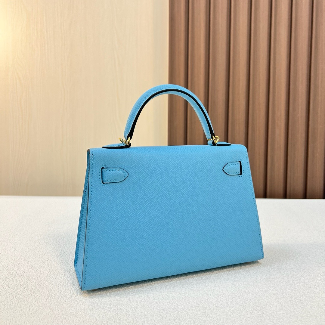 现货 KL Mini Epsom 7N blue 糖果蓝 金扣 全手工蜡线缝 Ghw
