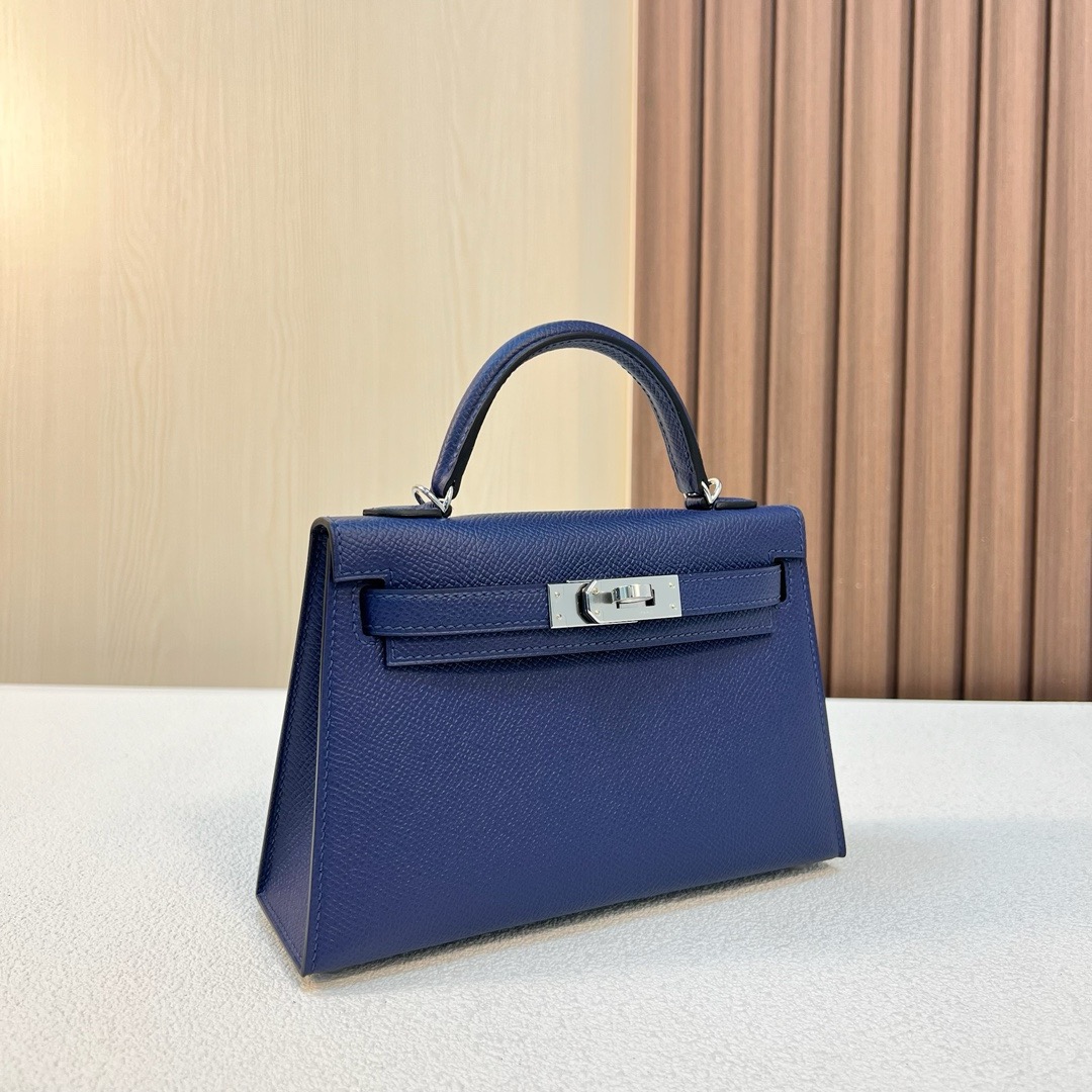 现货 KL Mini Epsom CK73宝石蓝 银扣 全手工蜡线缝 Phw