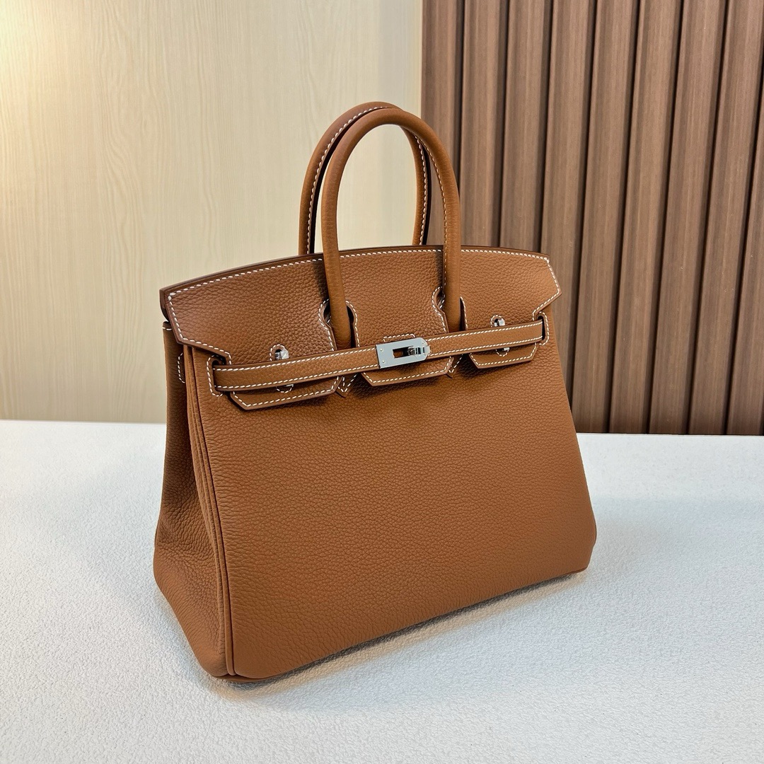 现 BK 25cm Togo皮 原厂小牛皮 CK37金棕色 银扣 全手工蜡线缝 Phw
