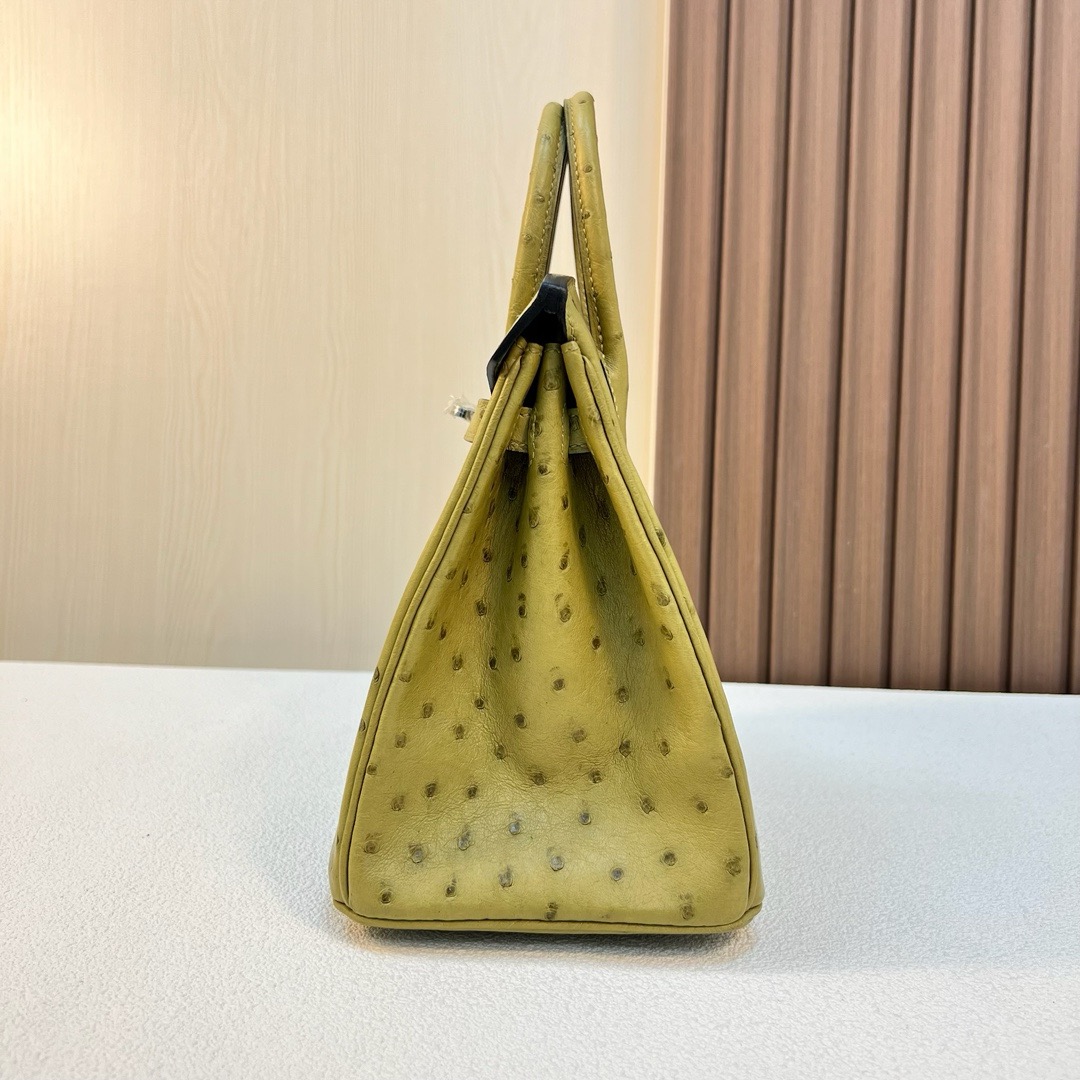 现货 BK 25cm Ostrich 原厂kk进口鸵鸟皮 6G草坪绿 Pelouse 银扣 全手工蜡线缝 Phw Stock