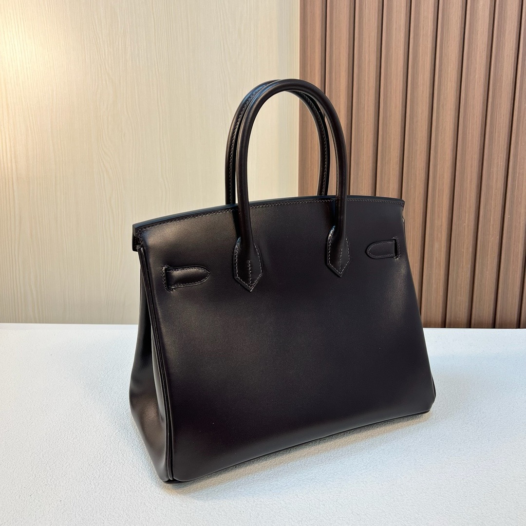 BK 30cm Boxcalf CK46乌木色 银扣 全手工蜡线缝 Phw