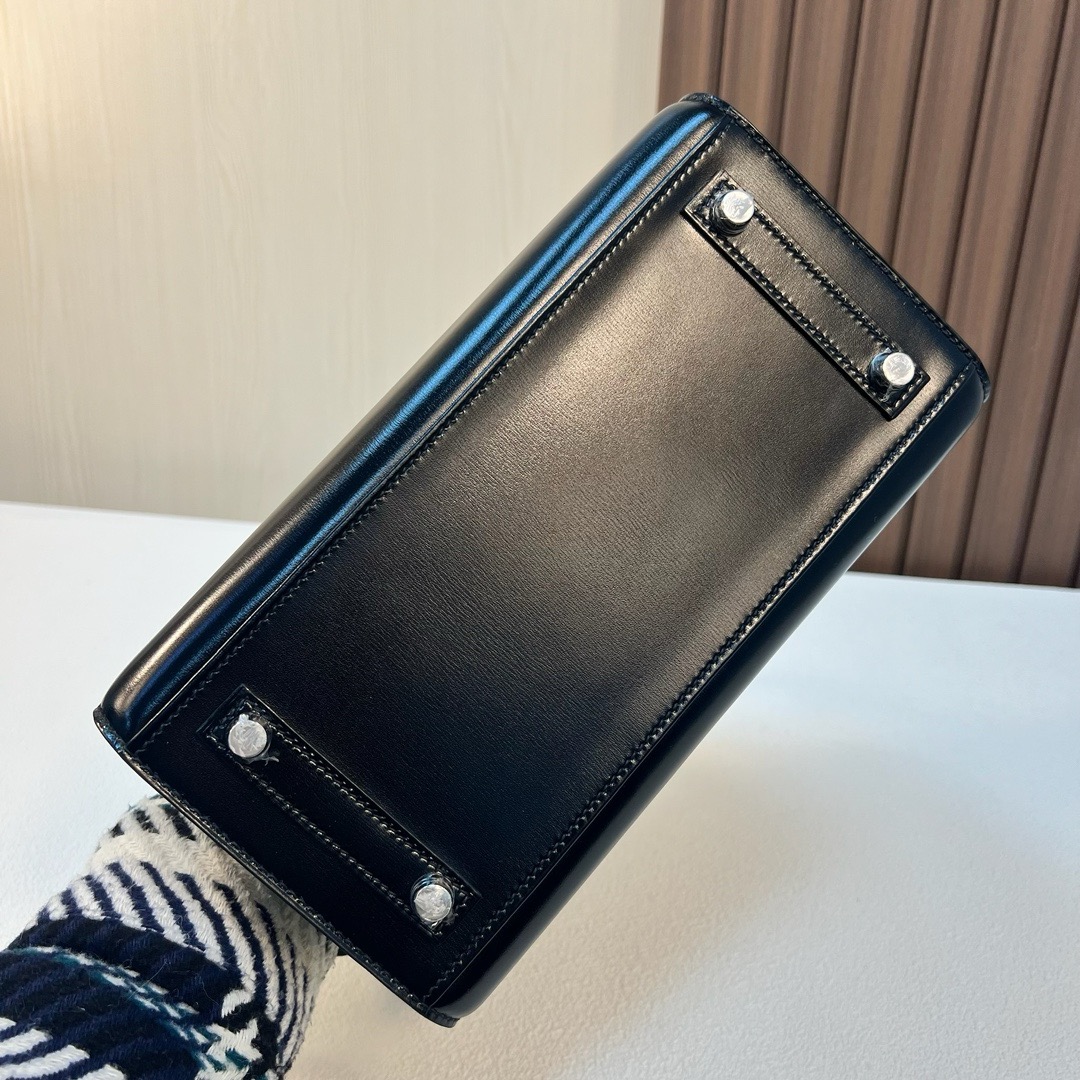 HM BK 25cm Sellier Box CK89 Noir 黑色 银扣 原装五金 全手工蜡线缝 Phw