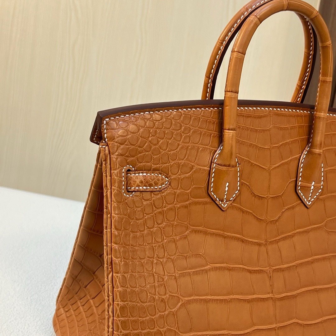 Bk25cm crocodile 雾面美洲鳄鱼 CK37 Gold 金棕色
