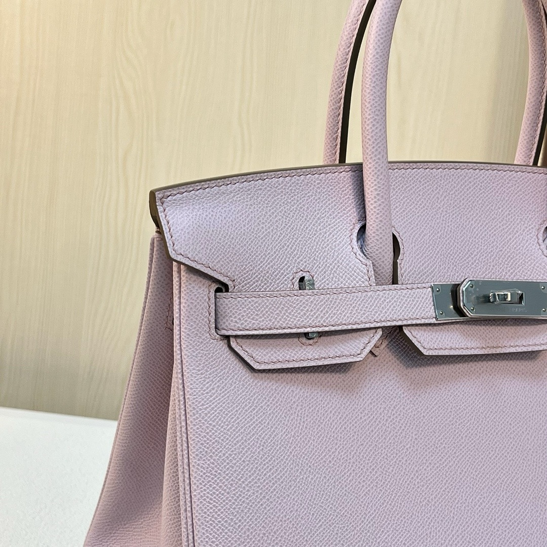 HM BK HSS 30cm Epsom 09 Mauve pale  梦幻粉紫内拼 3Q Rose Sakura 新粉色