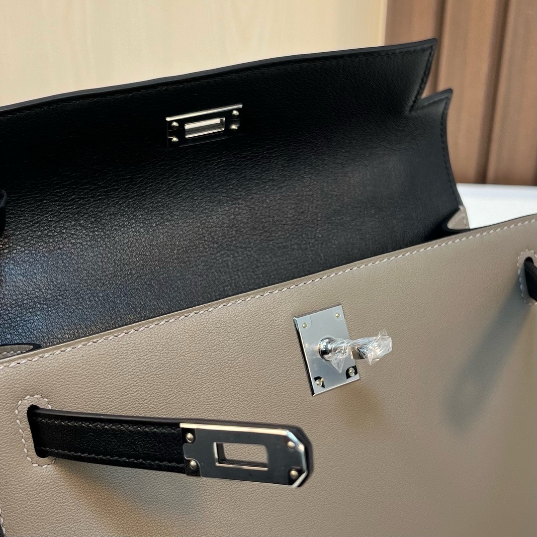 KL Pochette 22cm Swift M8 Griss Asphalte 沥青灰/CK89 Noir 黑色 银扣 全手工蜡线缝 Phw