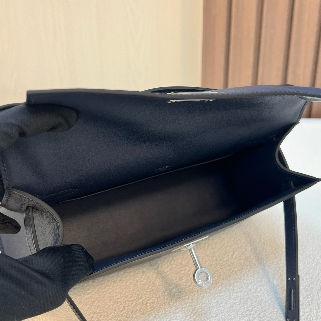 KL Pochette 22cm Swift 7E Bleu Brighton 明蓝色 银扣 全手工蜡线缝 Phw