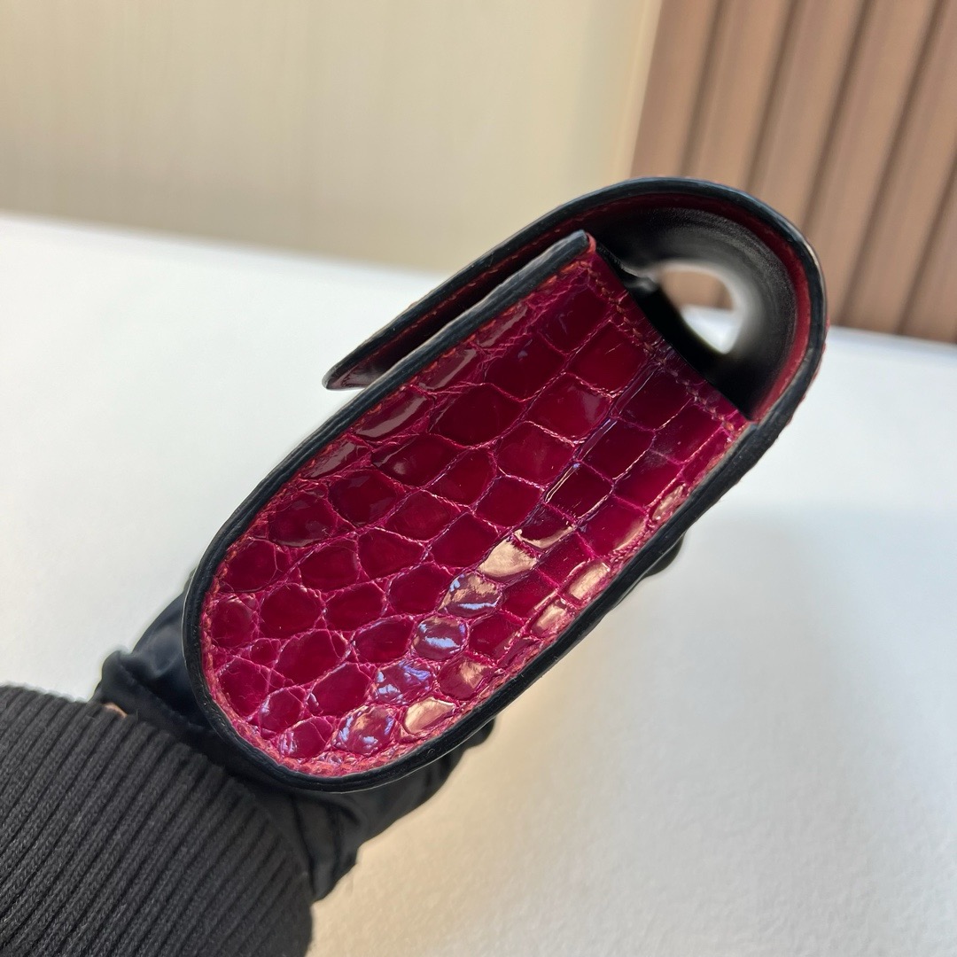 HM Egee clutch 25cm 亮面尼罗鳄鱼 玫红紫 银扣 shiny nilo crocodile 全手工蜡线缝 Phw