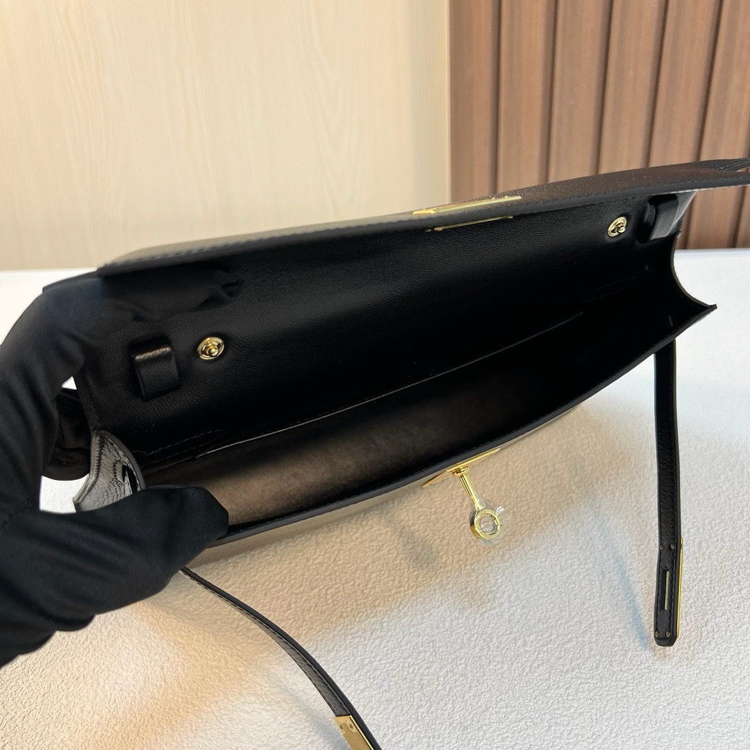 HM KL Elan 27cm Chevre 进口山羊皮 CK89 Noir 黑色 金扣 全手工蜡线缝 Ghw