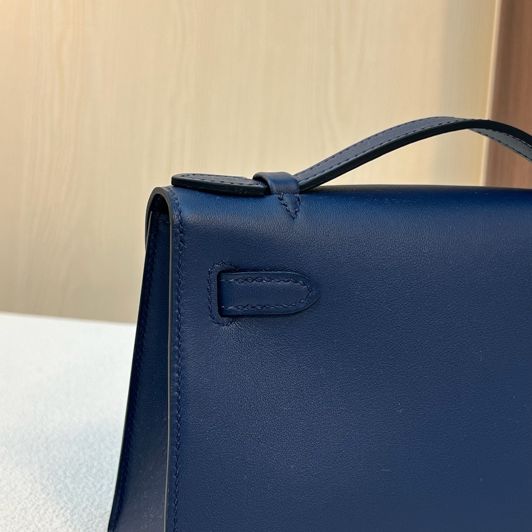 KL Pochette 22cm Swift 7E Bleu Brighton 明蓝色 银扣 全手工蜡线缝 Phw