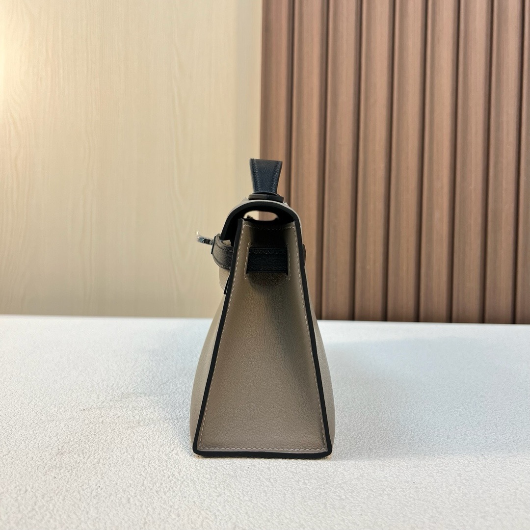 KL Pochette 22cm Swift M8 Griss Asphalte 沥青灰/CK89 Noir 黑色 银扣 全手工蜡线缝 Phw