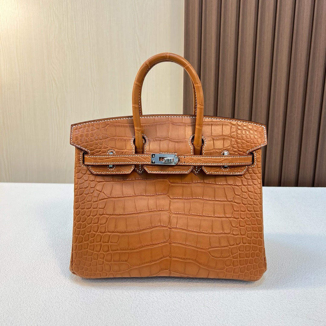 Bk25cm crocodile 雾面美洲鳄鱼 CK37 Gold 金棕色