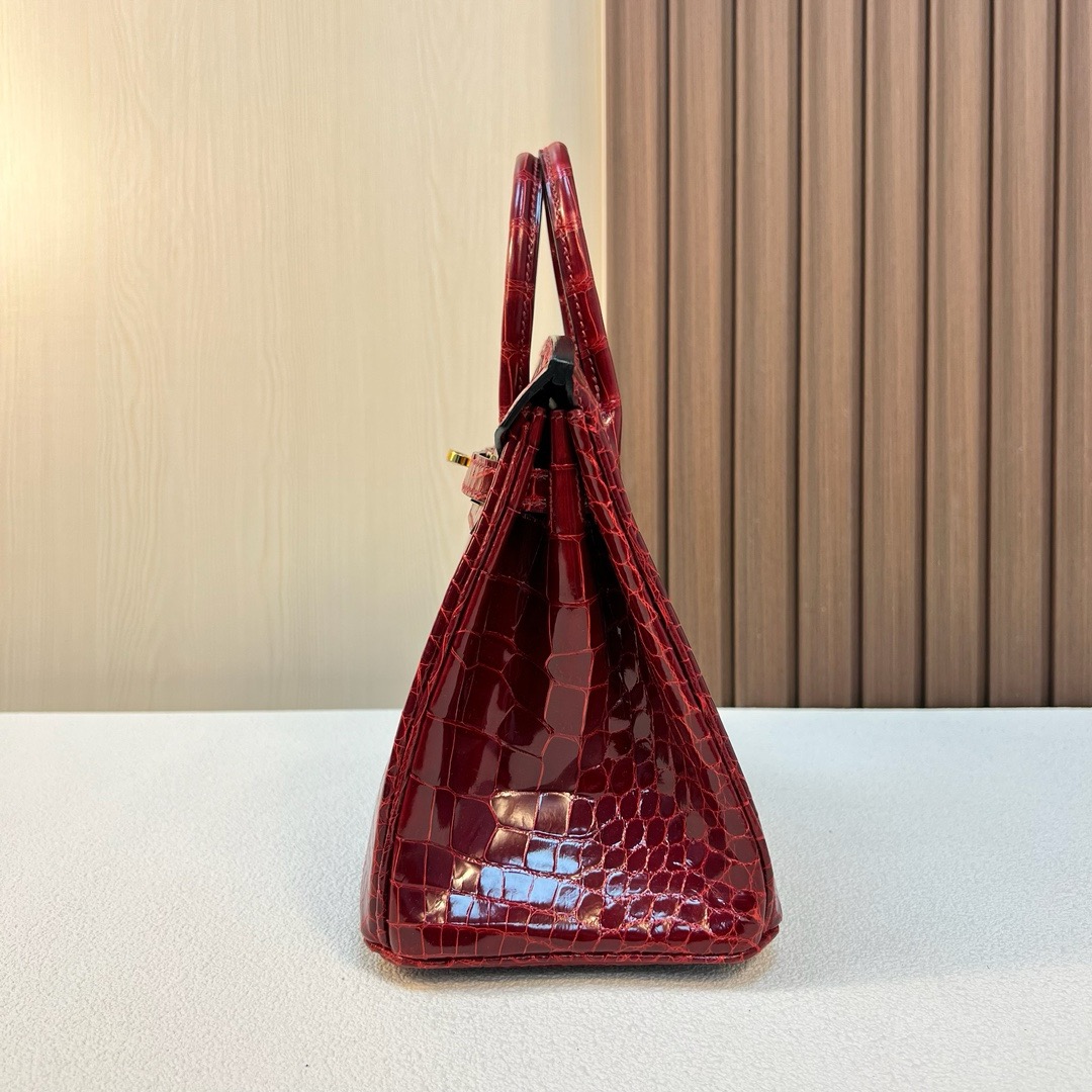 HM BK 25cm 亮面美洲鳄鱼 shiny alligator crocodile CC55 Rouge H 爱马仕红 金扣 全手工蜡线缝 Ghw