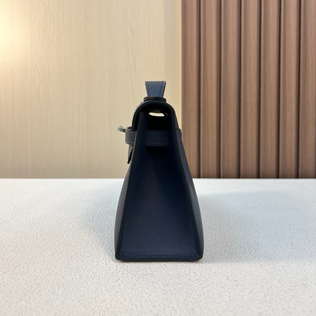 KL Pochette 22cm Swift 7E Bleu Brighton 明蓝色 银扣 全手工蜡线缝 Phw