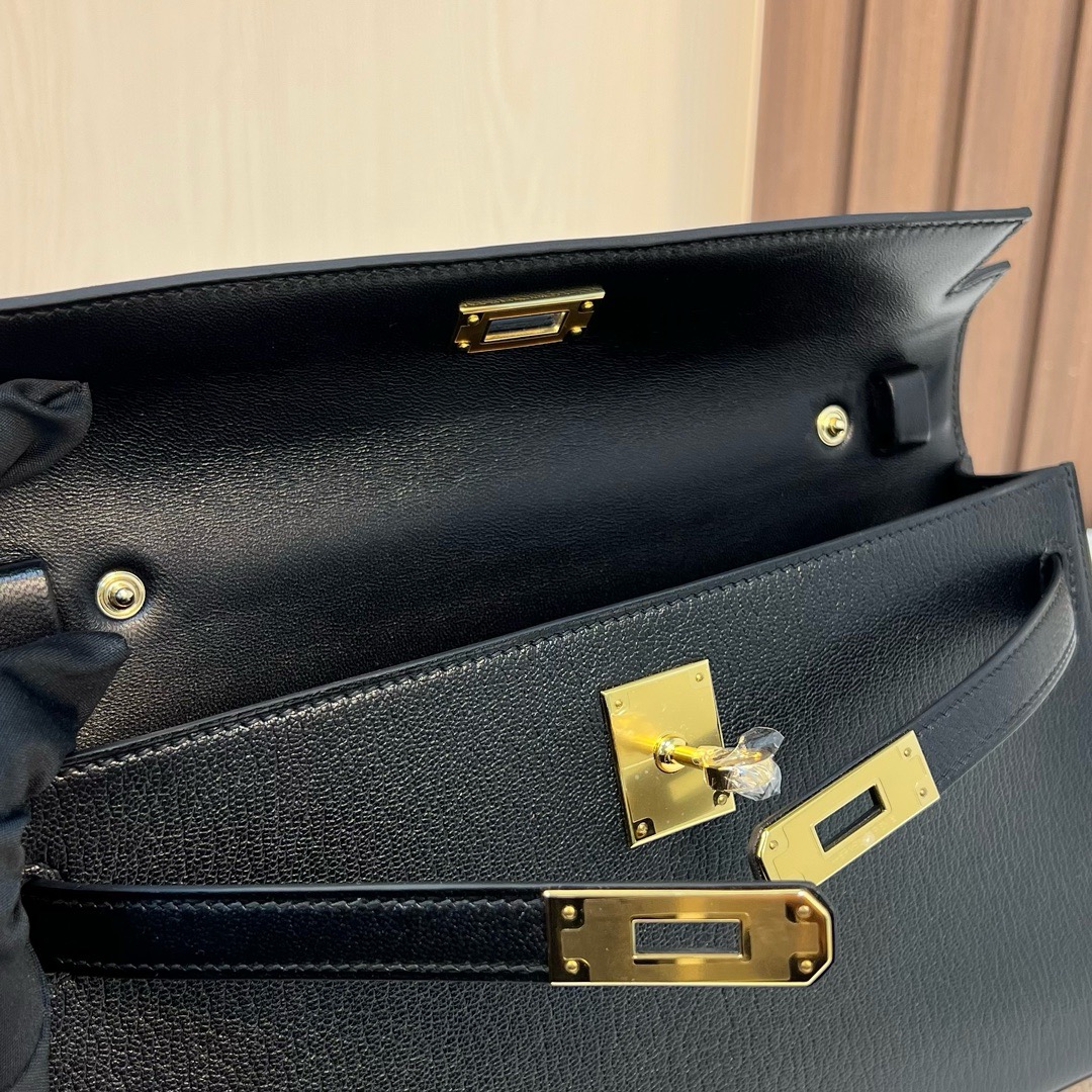 HM KL Elan 27cm Chevre 进口山羊皮 CK89 Noir 黑色 金扣 全手工蜡线缝 Ghw