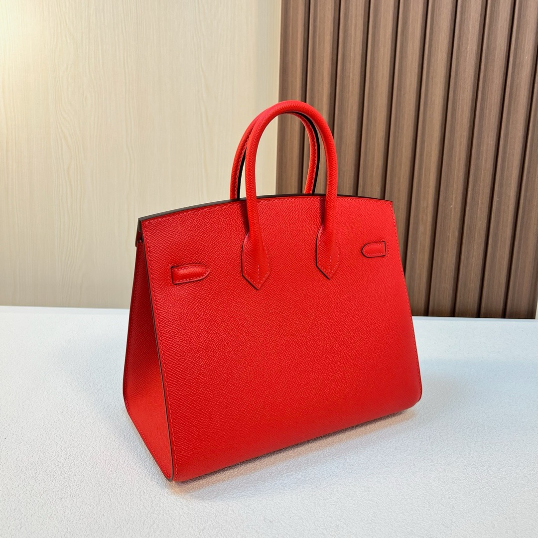HM BK 25cm 外缝 Sellier Epsom S3 Rose de coeur 心红色 银扣