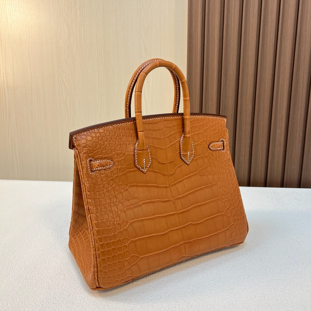 Bk25cm crocodile 雾面美洲鳄鱼 CK37 Gold 金棕色
