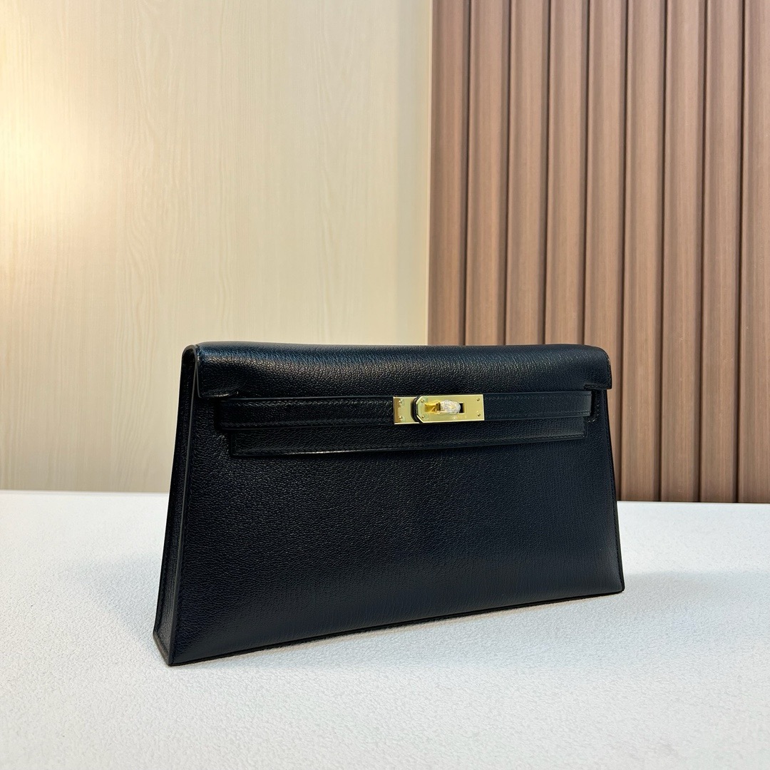 HM KL Elan 27cm Chevre 进口山羊皮 CK89 Noir 黑色 金扣 全手工蜡线缝 Ghw