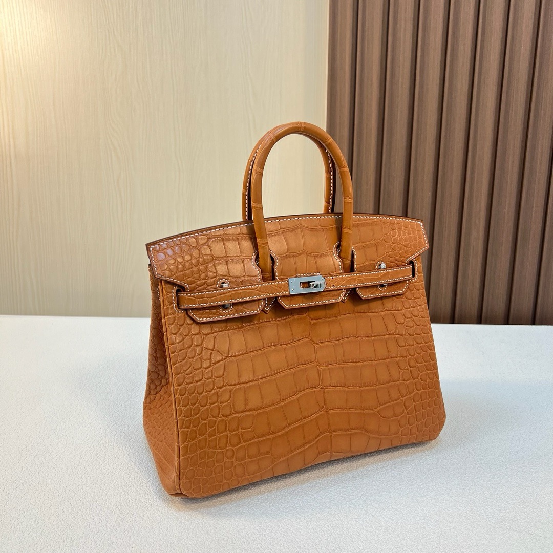 Bk25cm crocodile 雾面美洲鳄鱼 CK37 Gold 金棕色