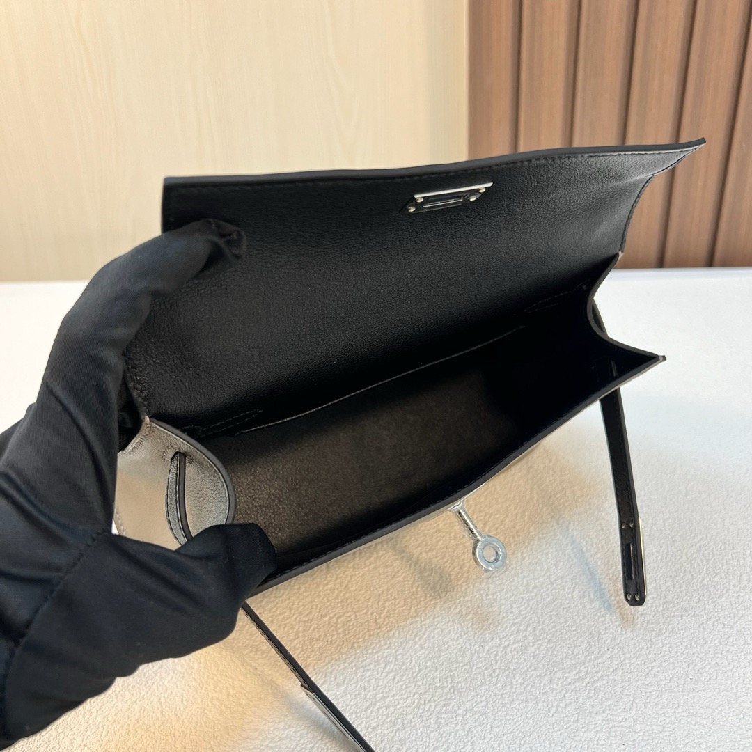 KL Pochette 22cm Swift M8 Griss Asphalte 沥青灰/CK89 Noir 黑色 银扣 全手工蜡线缝 Phw