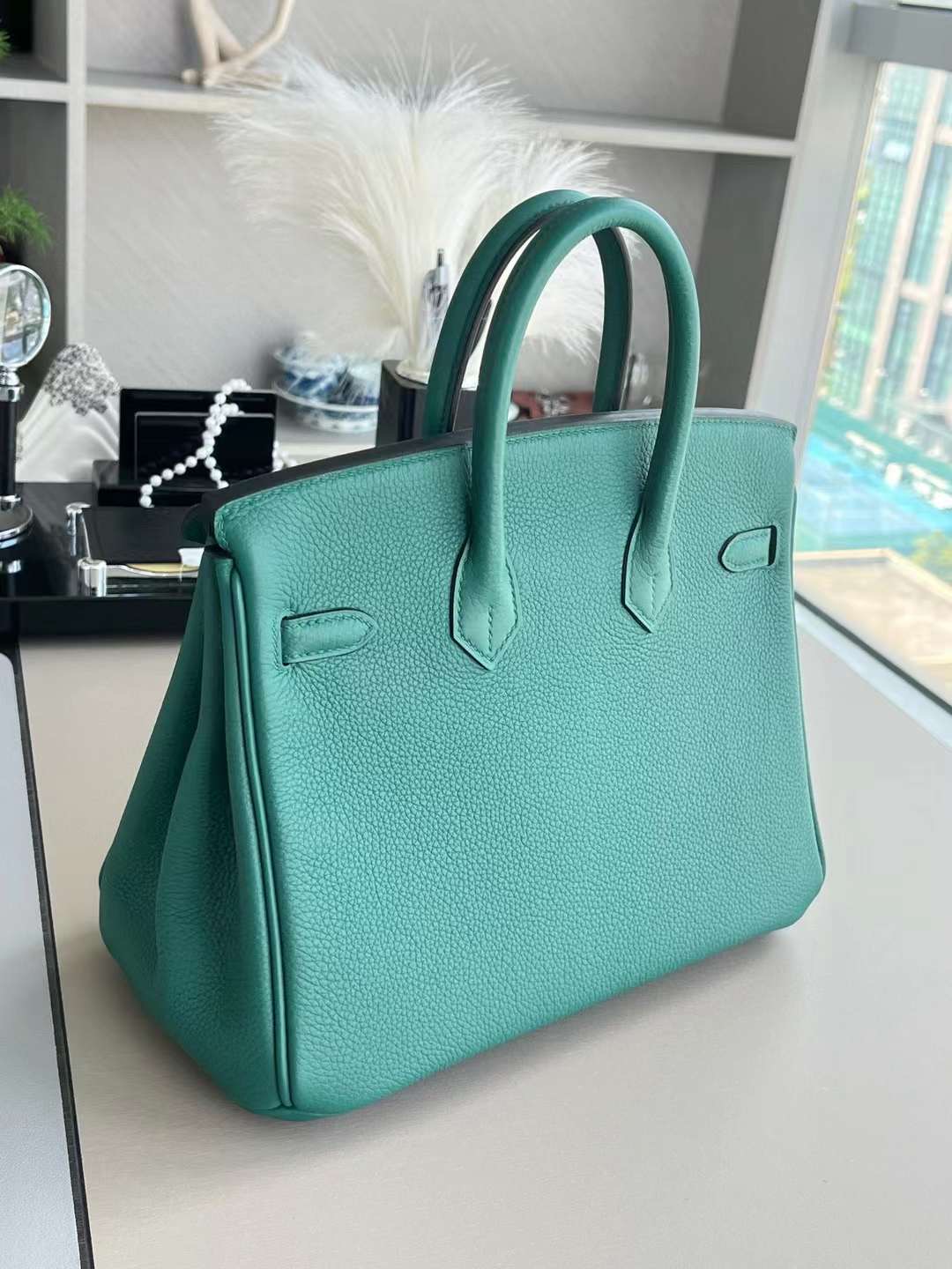 Qatar HM BK25 7F 孔雀绿togo 金扣