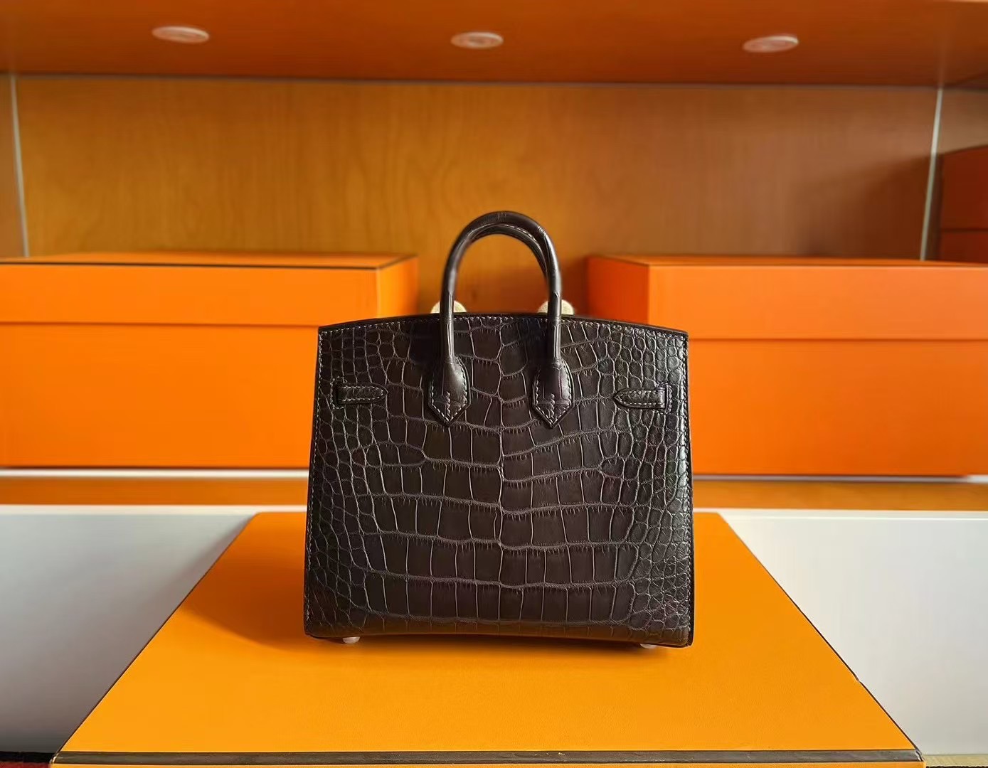 BK20 Sellier Havane Crocodile Matte