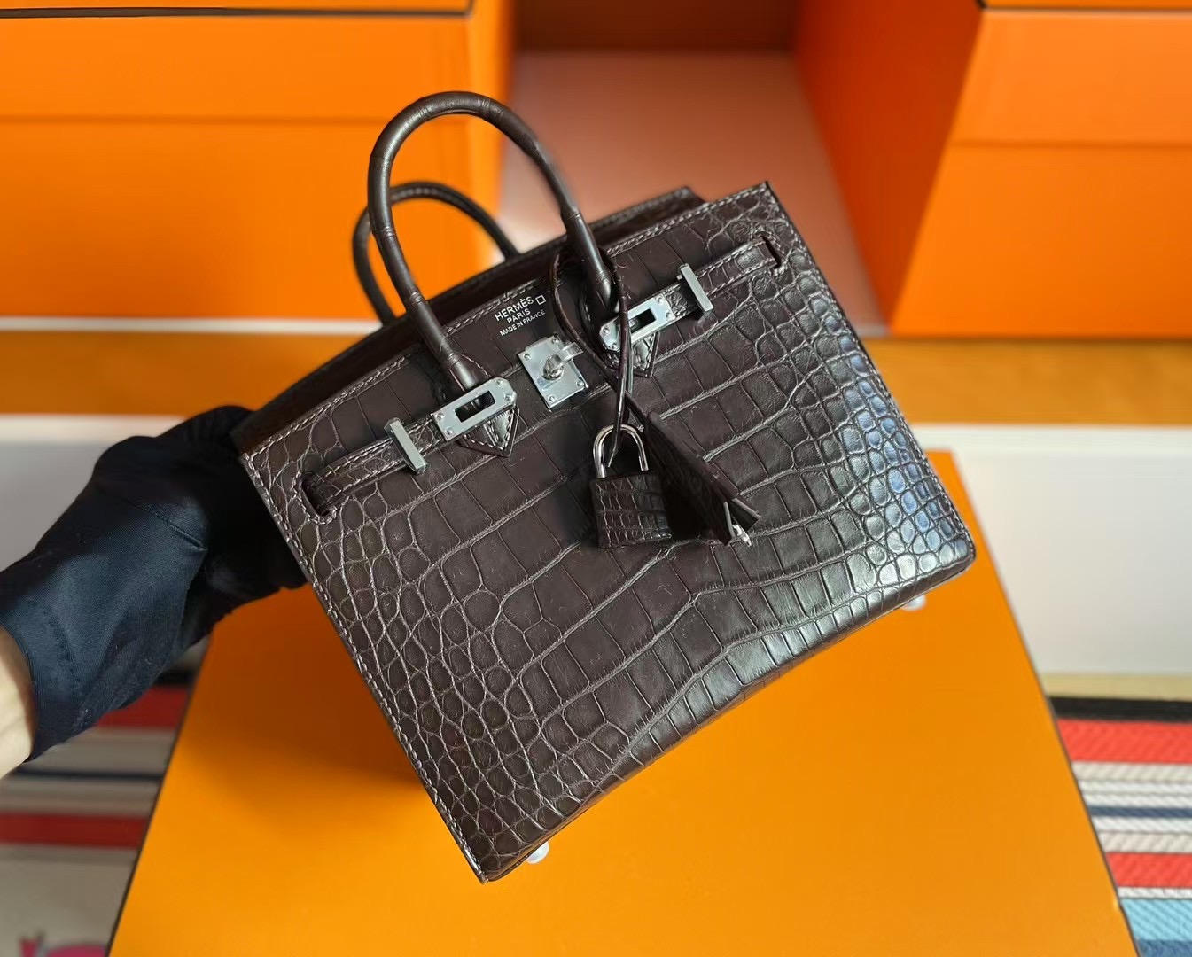 BK20 Sellier Havane Crocodile Matte