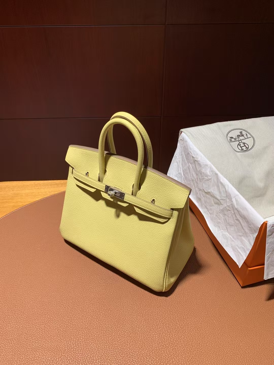 BK25 Togo VIP High Quality 1Z jaune poussin 小鸡黄 金扣 全手工蜡线缝 Ghw