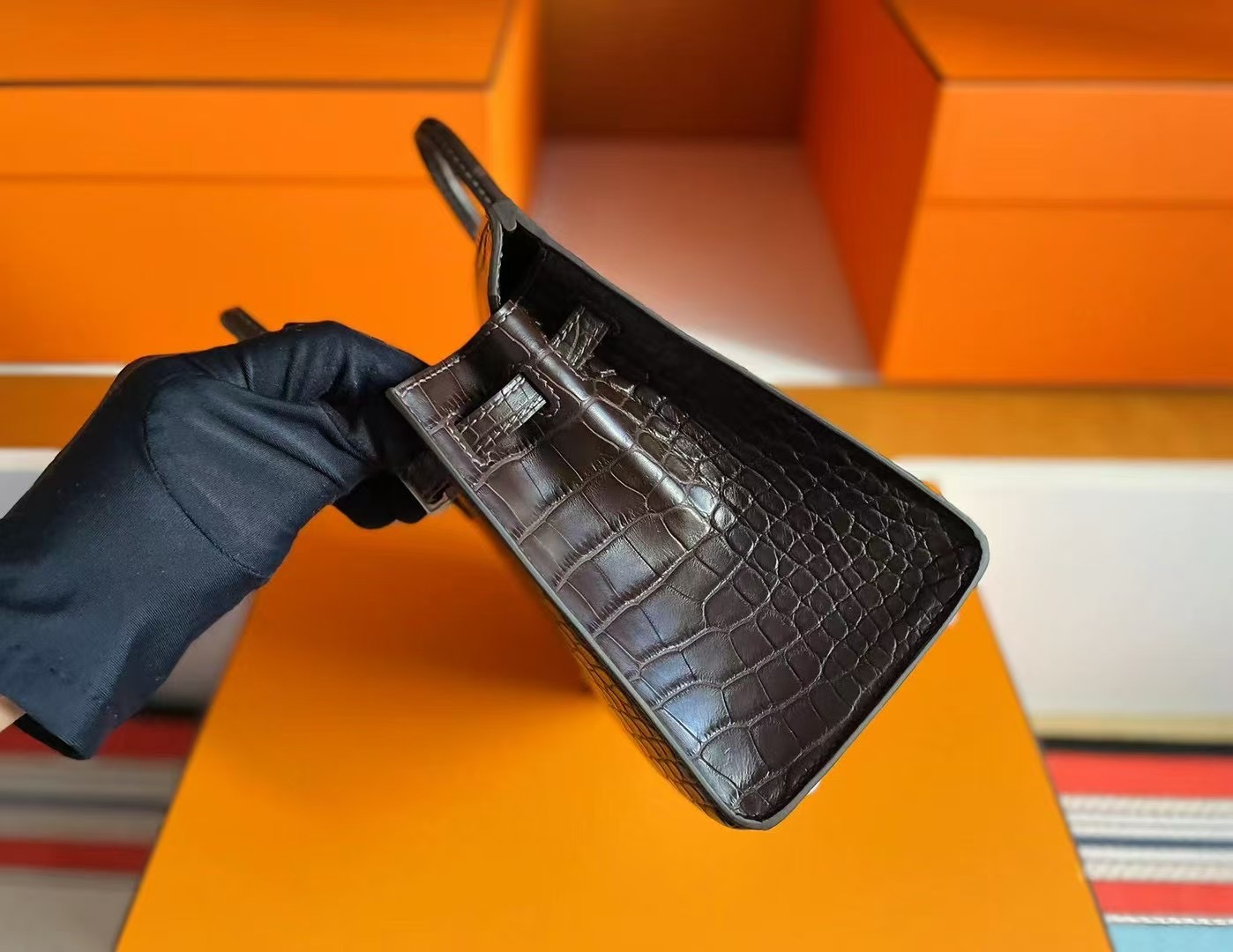 BK20 Sellier Havane Crocodile Matte