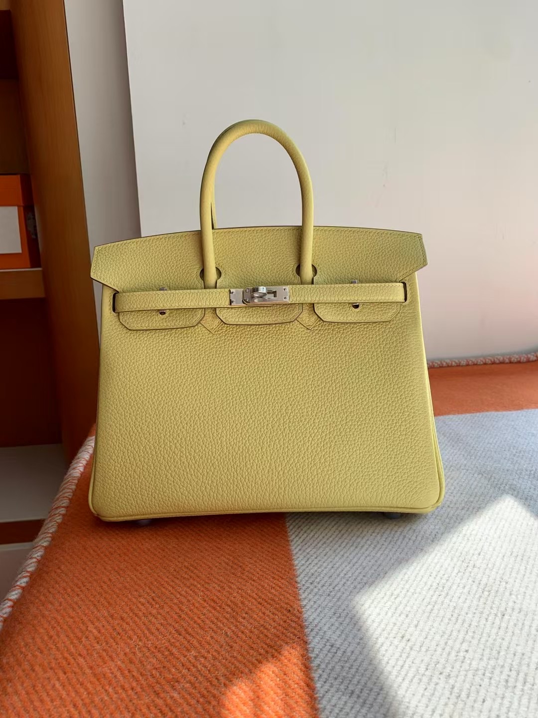 BK25 Togo VIP High Quality 1Z jaune poussin 小鸡黄 金扣 全手工蜡线缝 Ghw