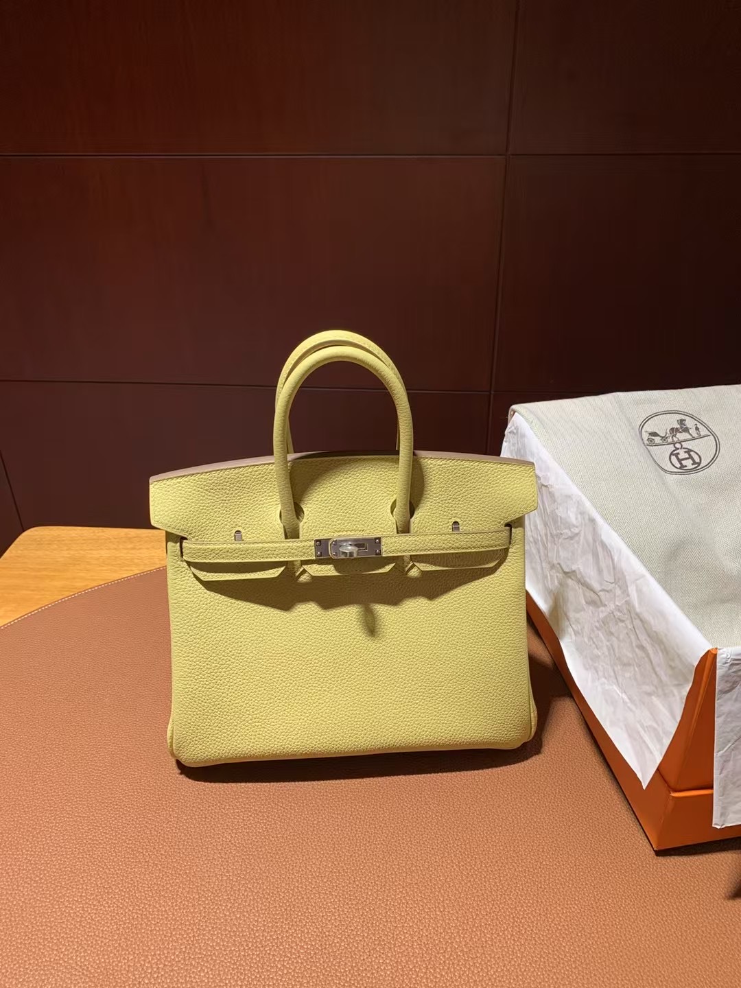 BK25 Togo VIP High Quality 1Z jaune poussin 小鸡黄 金扣 全手工蜡线缝 Ghw