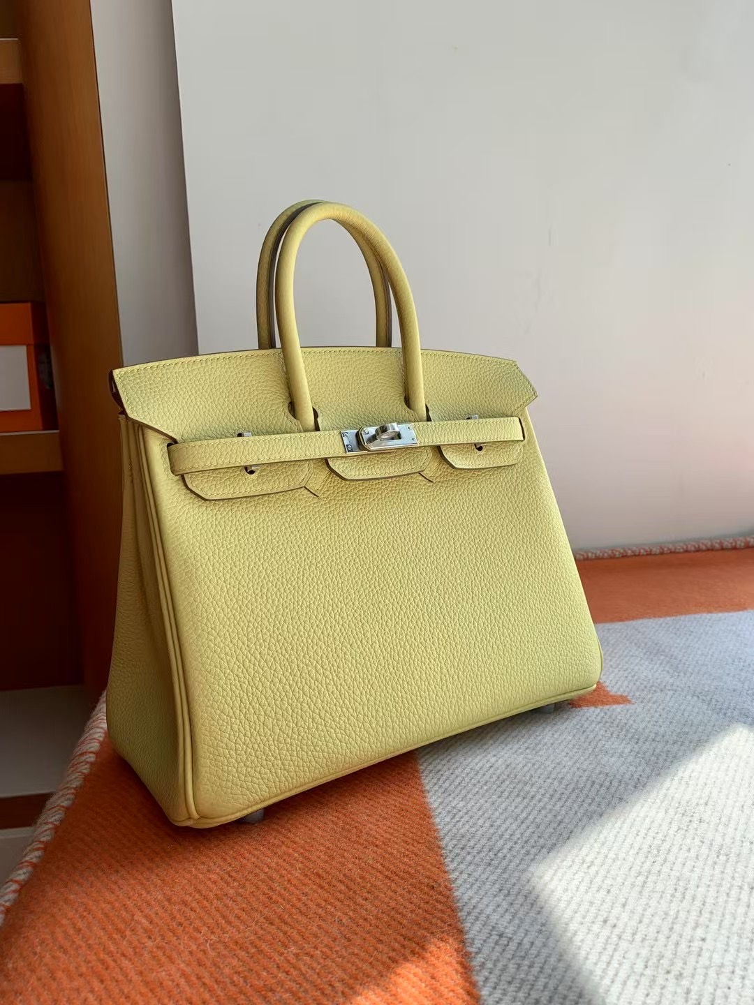 BK25 Togo VIP High Quality 1Z jaune poussin 小鸡黄 金扣 全手工蜡线缝 Ghw