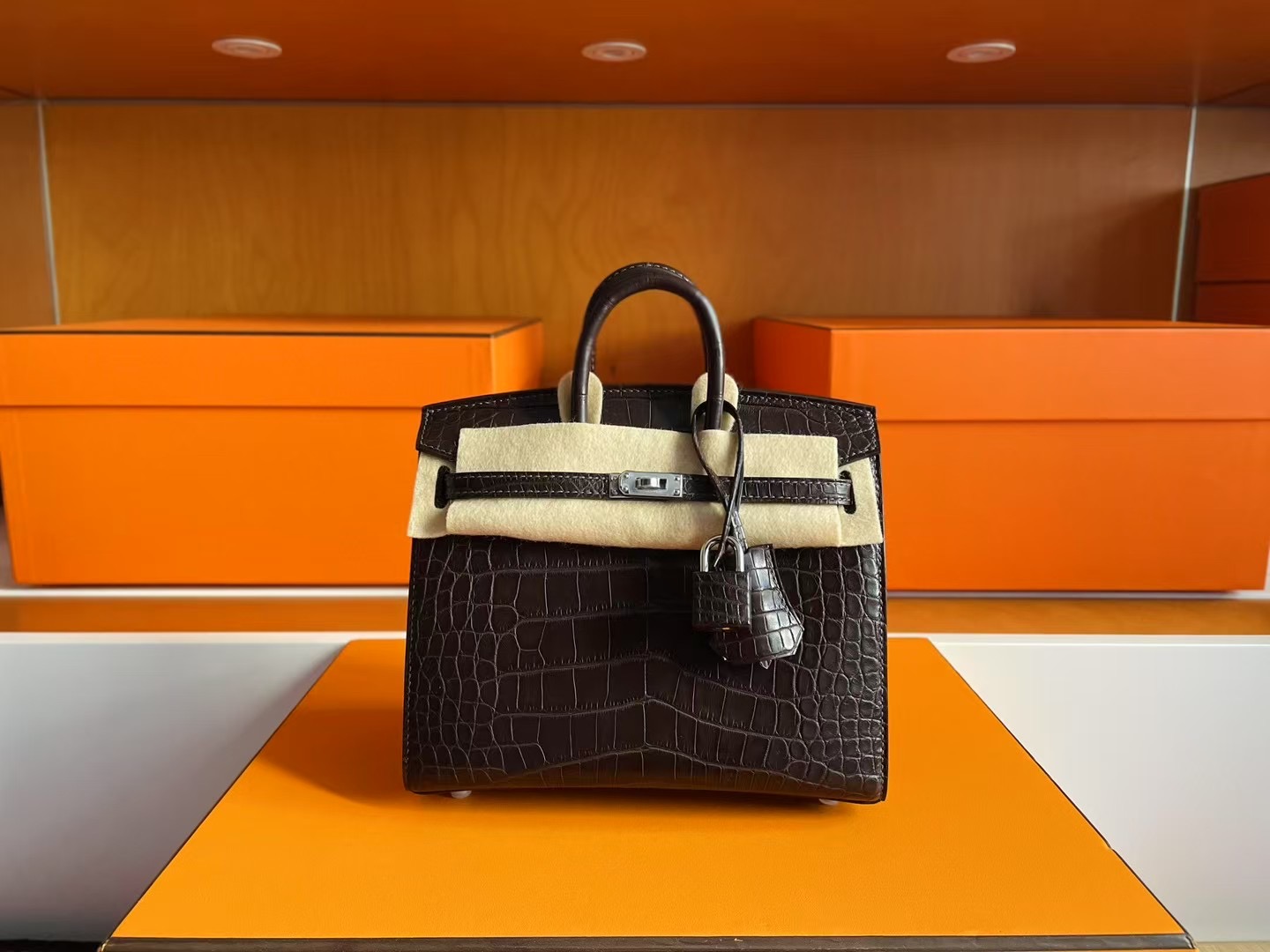BK20 Sellier Havane Crocodile Matte