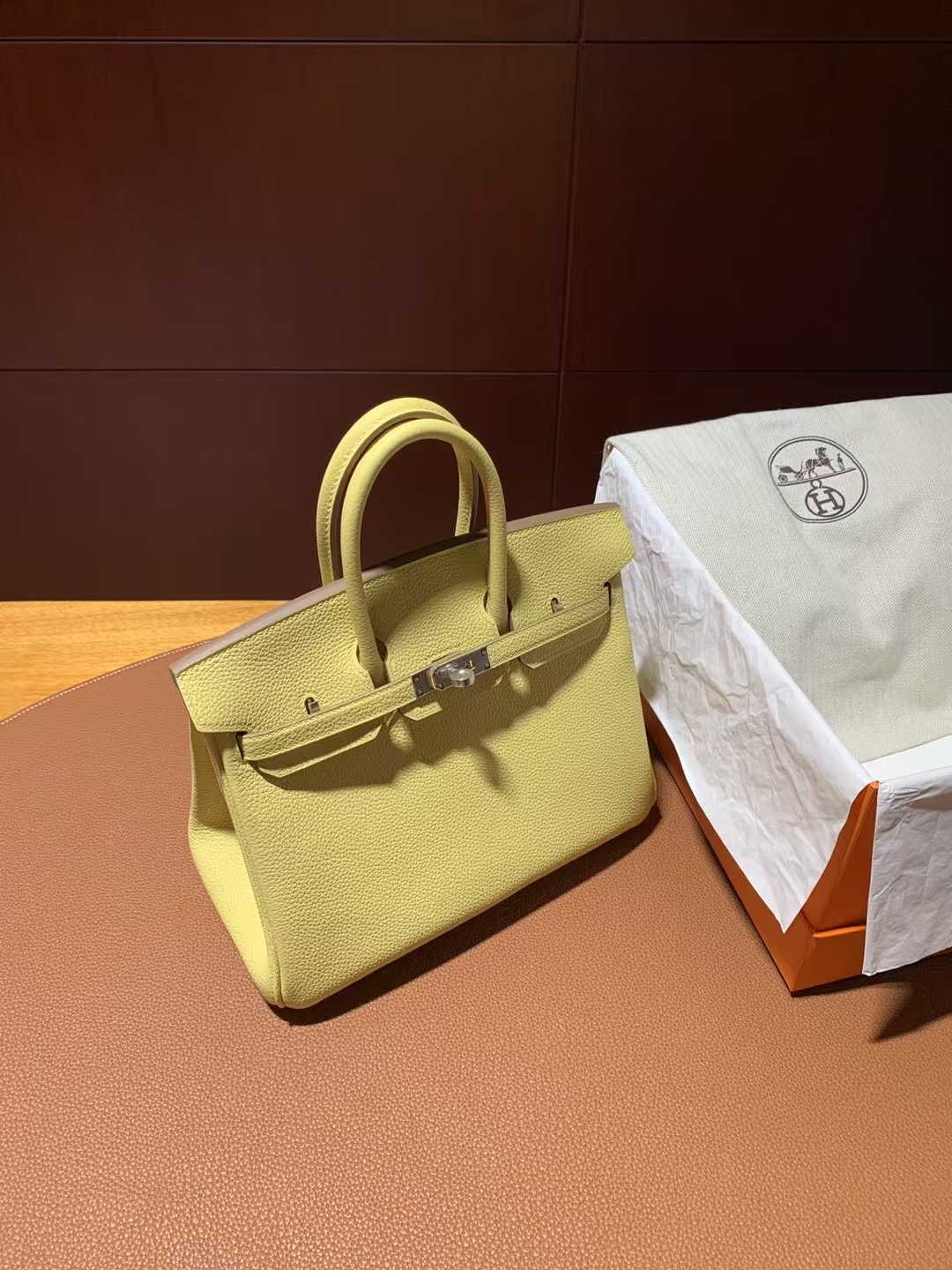 BK25 Togo VIP High Quality 1Z jaune poussin 小鸡黄 金扣 全手工蜡线缝 Ghw