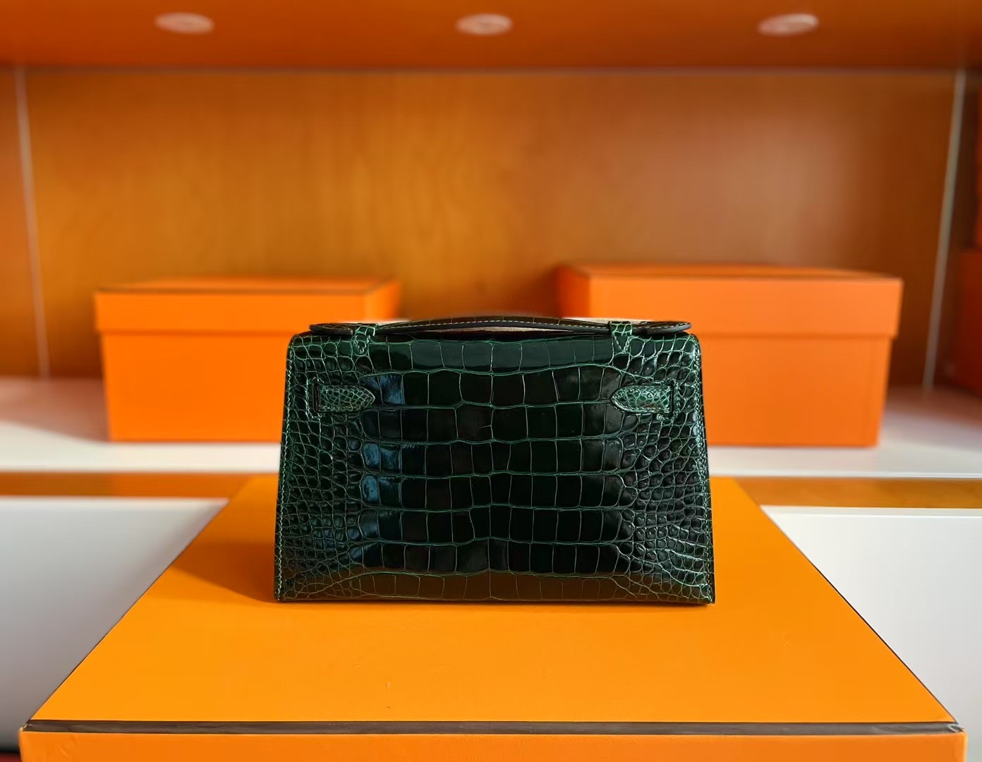Mini Pochette Crocodile Shiny Emeral
