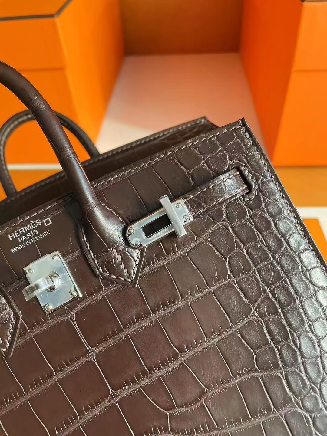 BK20 Sellier Havane Crocodile Matte