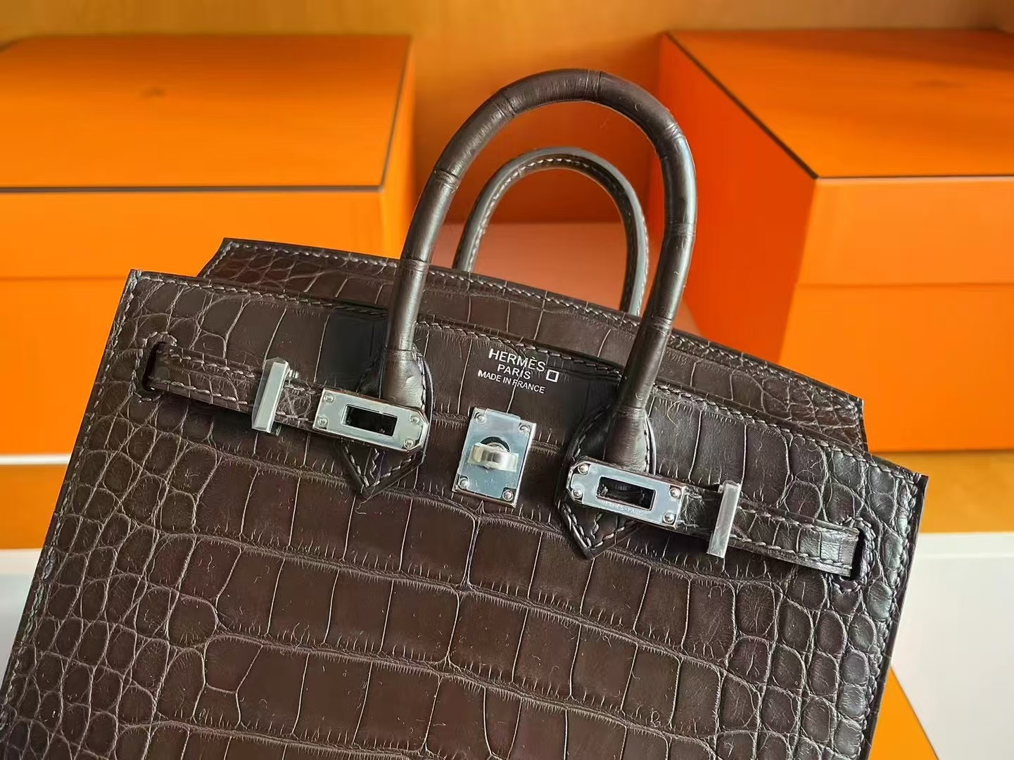 BK20 Sellier Havane Crocodile Matte