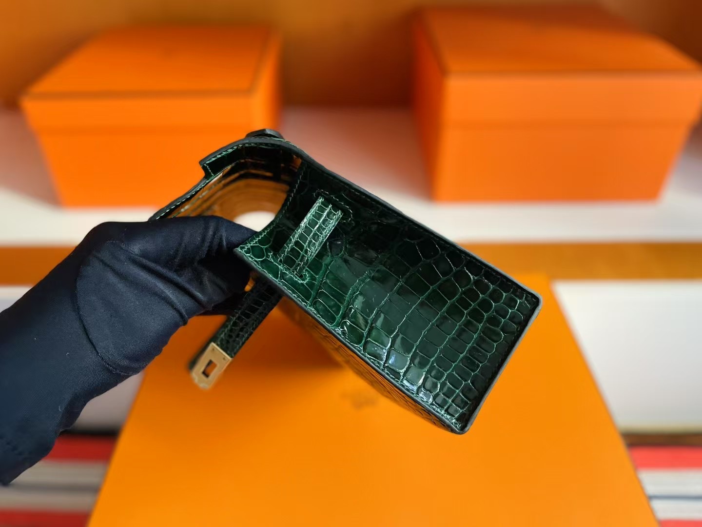 Mini Pochette Crocodile Shiny Emeral