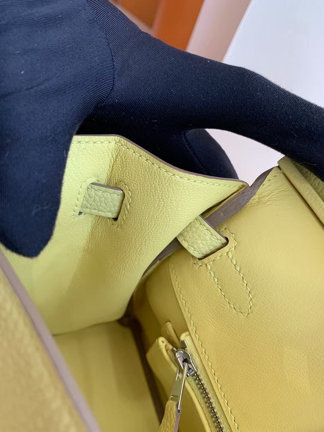 BK25 Togo VIP High Quality 1Z jaune poussin 小鸡黄 金扣 全手工蜡线缝 Ghw