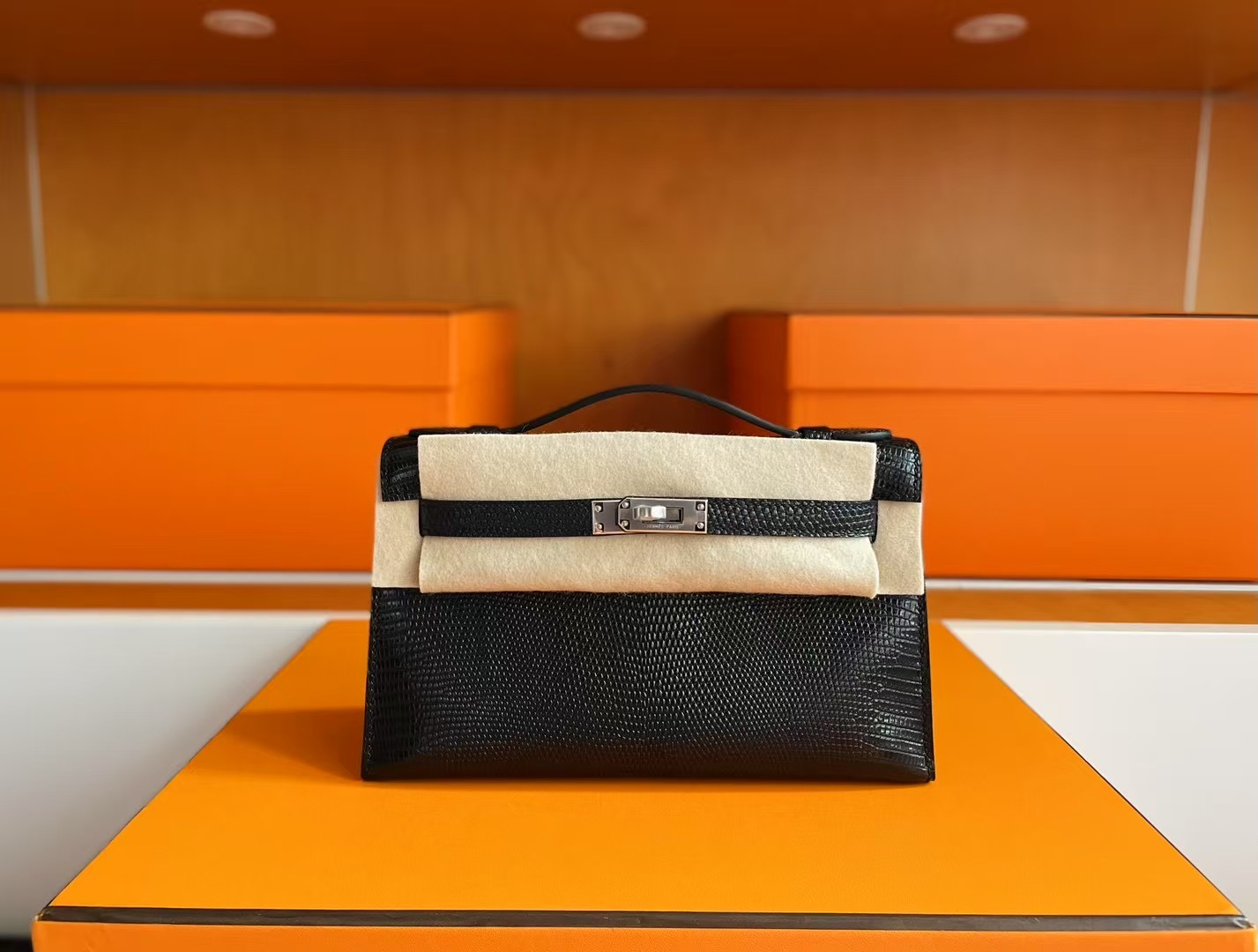 KL Pochette Ck89 Noir Lizard