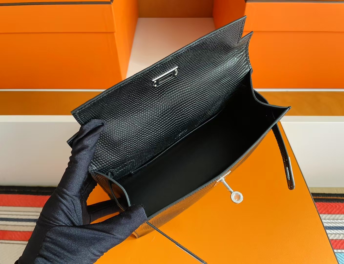 KL Pochette Ck89 Noir Lizard