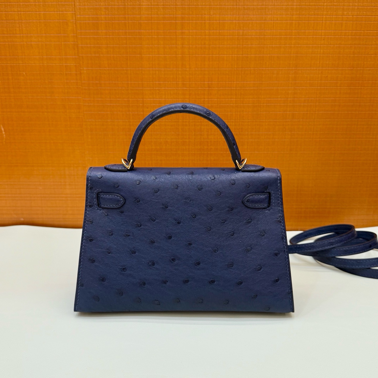 Mini KL 19cm Ostrich C73 Blue Sapphire Ghw
