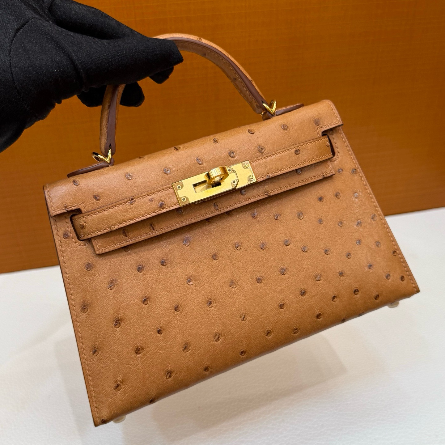 Mini KL Ostrich c37 Gold