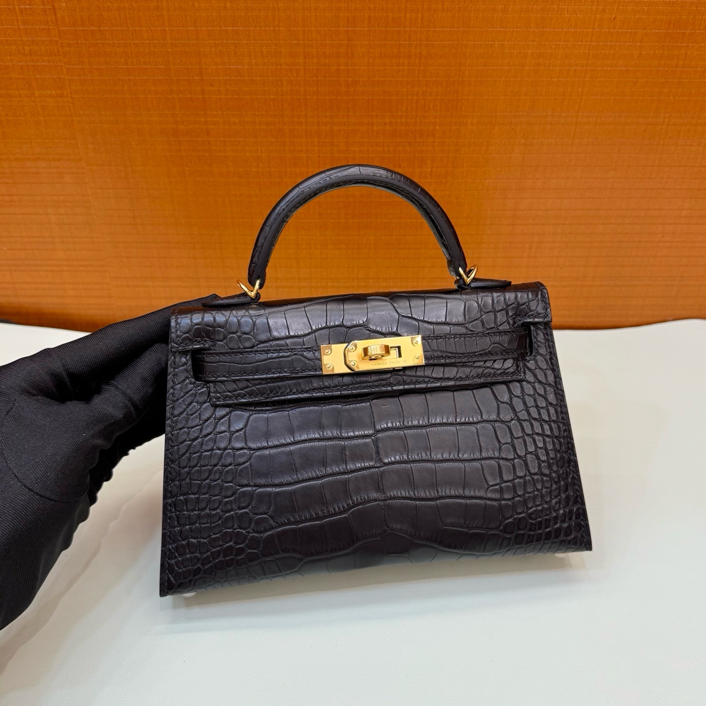 Mini KL Matte Crocodile C89 Noir