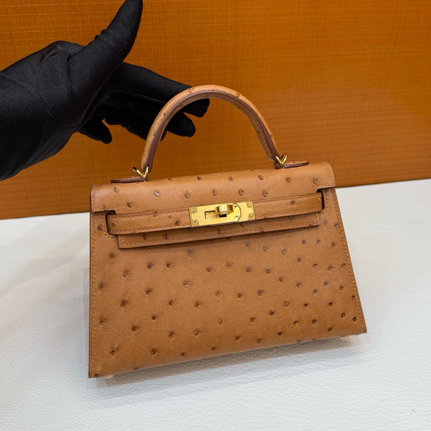 Mini KL Ostrich c37 Gold