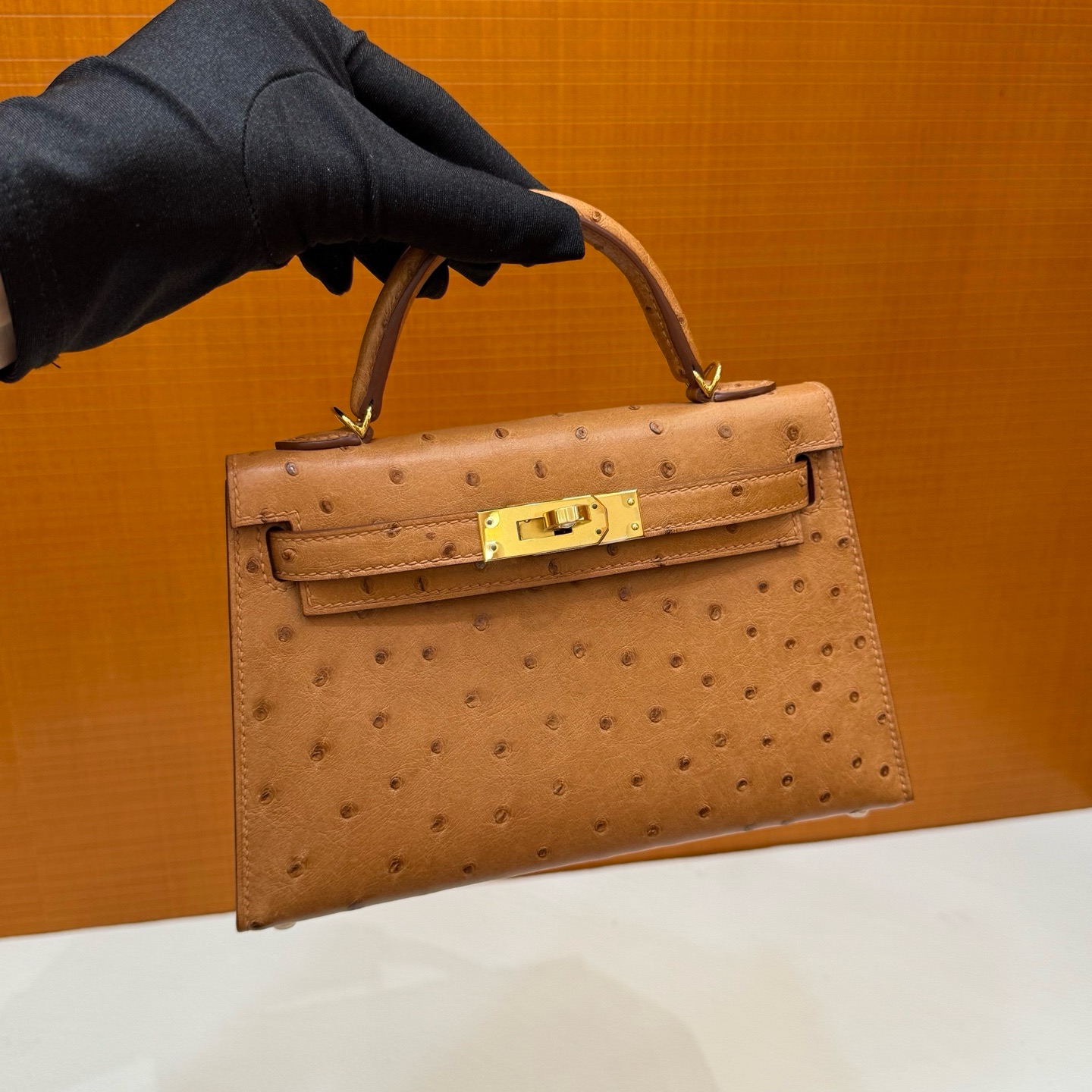 Mini KL Ostrich c37 Gold
